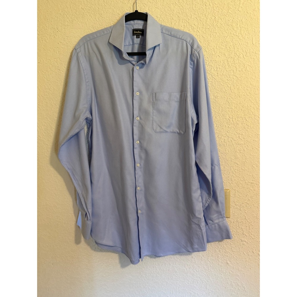 Neiman Marcus Mens Textured Cotton Dress Shirt‎ 16 36/37 Long Sleeve Button Up